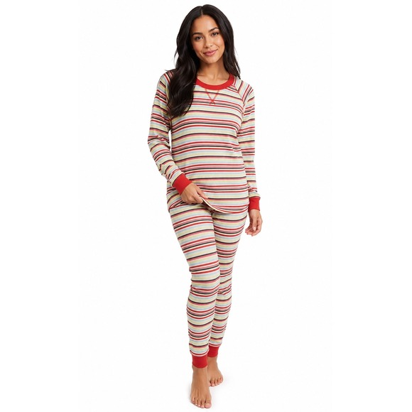 Bp. Xl Waffle Knit Thermal Pj Set Multi-Color Stripe Loungewear Holiday 88-67